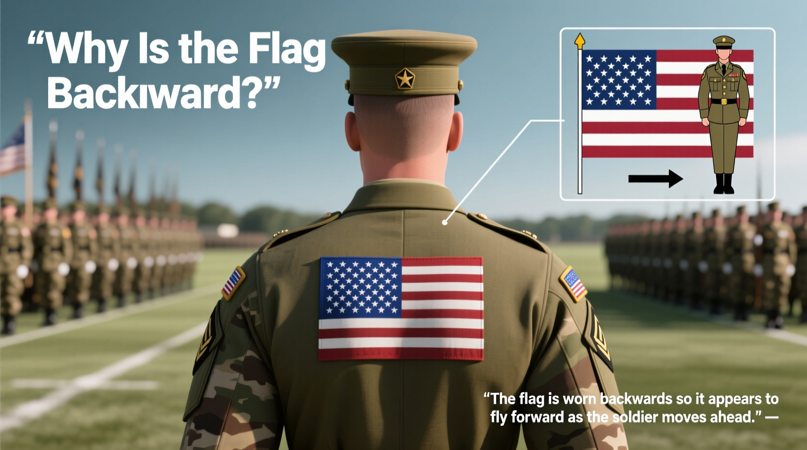 why is the flag backwards on military uniforms meaning explained 3