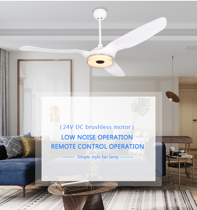 24V DC motor modern white large ABS blades ceiling fans with light and remote control