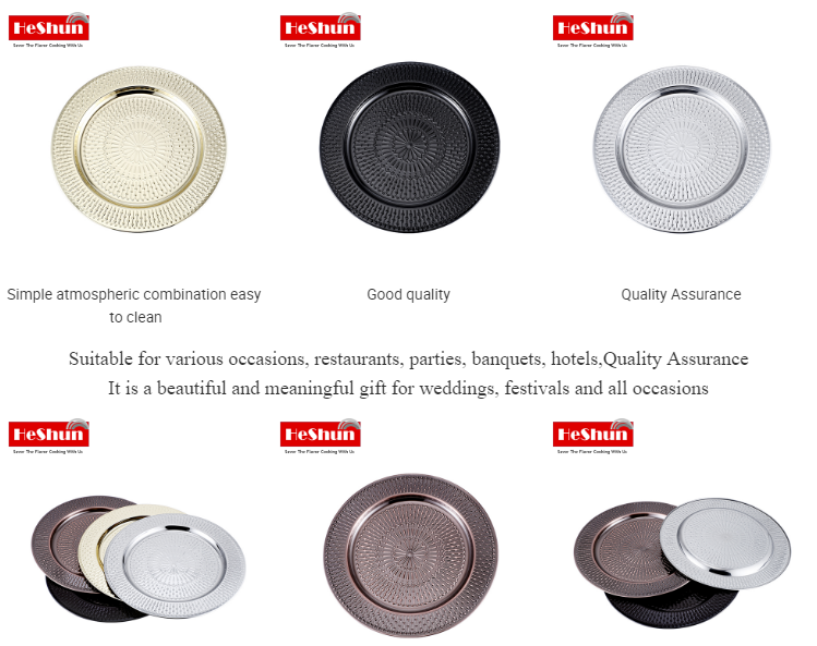 Hot Selling  Circle Exquisite Plate Metal Plates Food Safety Dishes Wedding Gold Charge Plate