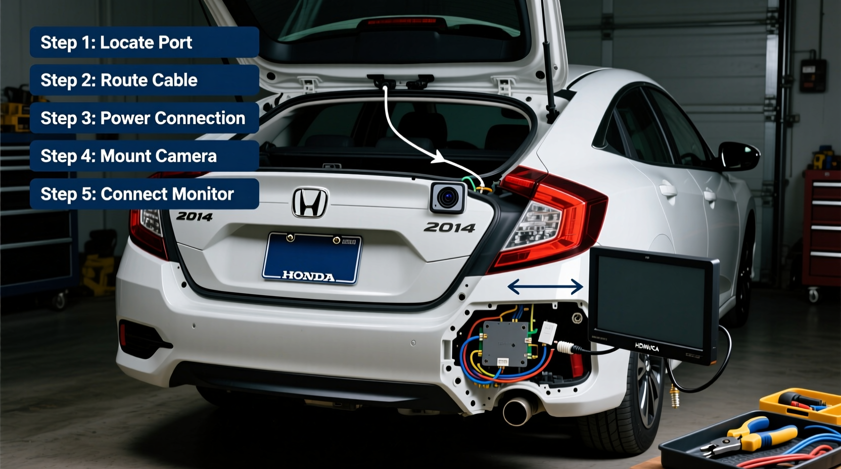How to Install a Backup Camera on a 2014 Honda Civic