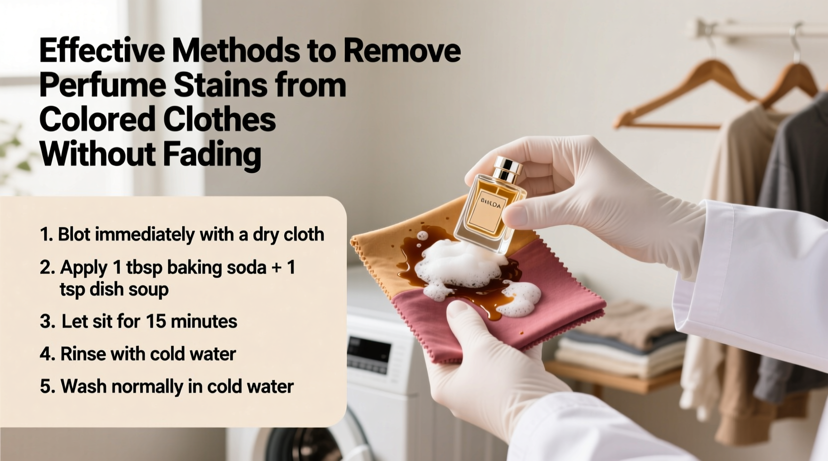 effective methods to remove perfume stains from colored clothes without fading