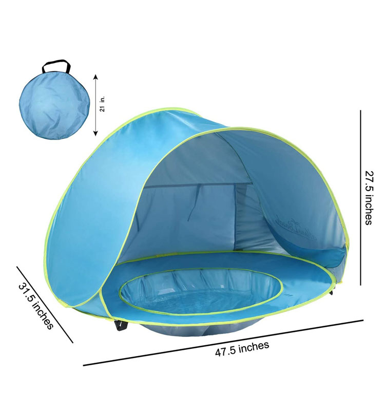 Promotional Happy Summer Best, Waterproof Packable Compact Windbreak Protection Newborn Infant Baby Beach Tents With Mini Pool/