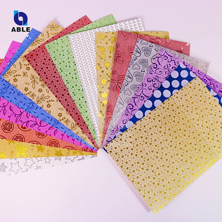 Colorful Multiple Pattern A4 Glitter Cardstock Paper for DIY Handcraft