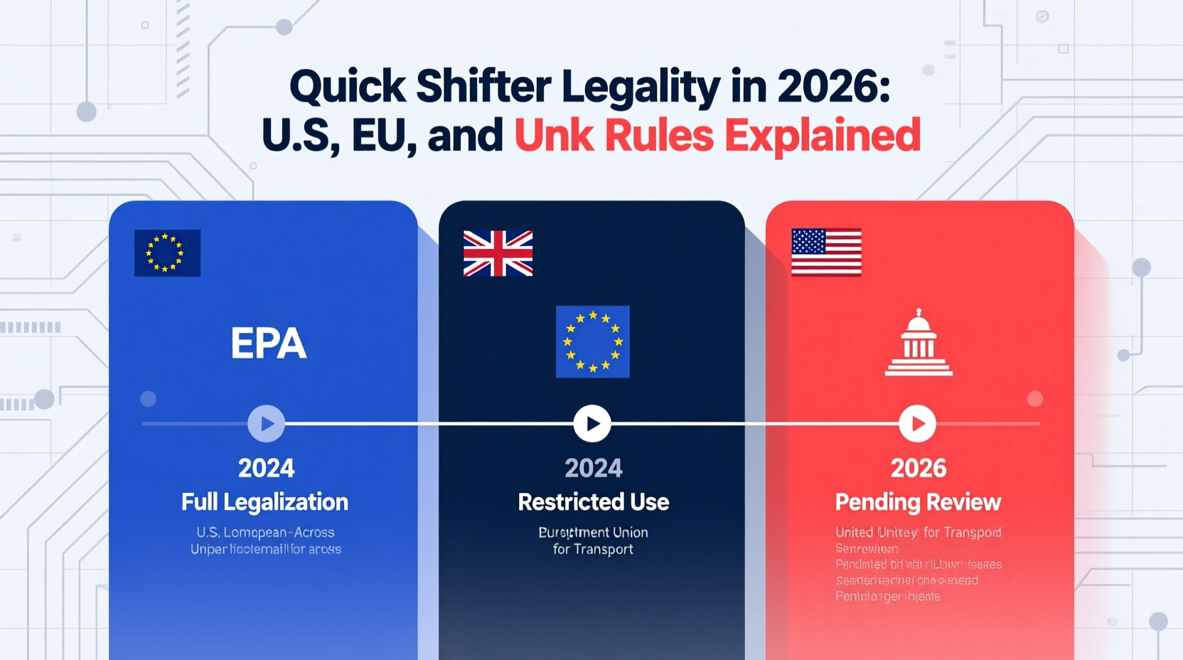 Quick Shifter Legality in 2026: U.S., EU, and UK Rules Explained
