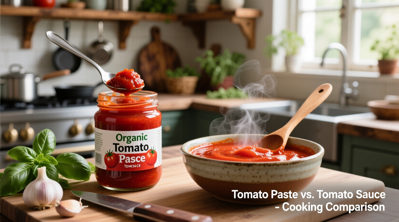 Tomato paste and sauce comparison in cooking