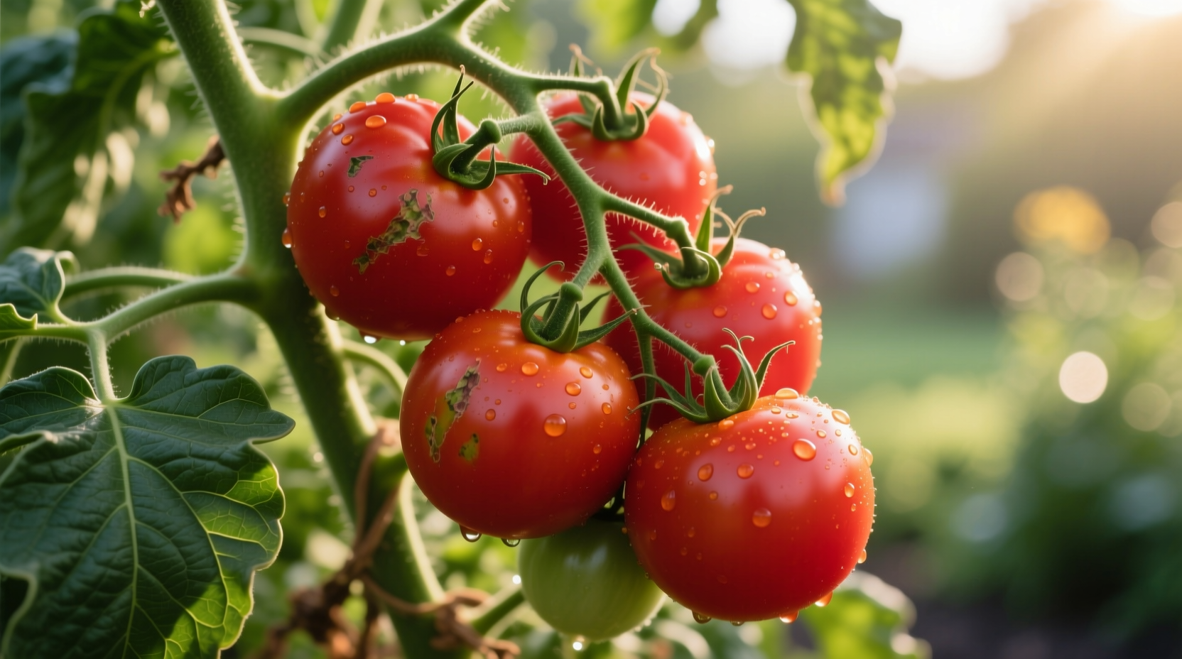 Ripe beefsteak tomatoes on vine