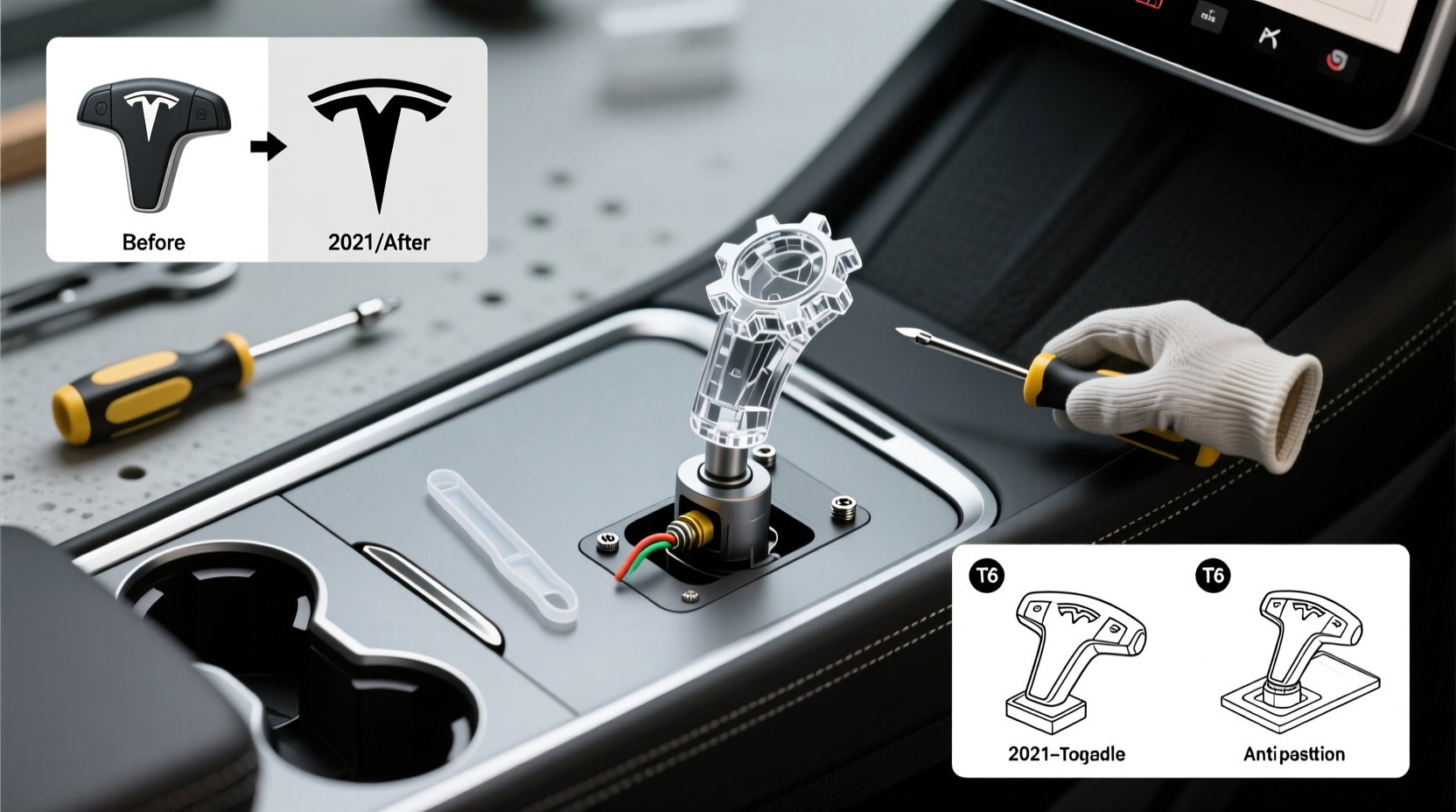 replace gear handle crystal tesla