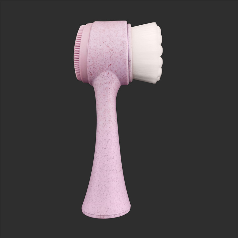 Wheat Straw Face Cleaning Brush 2-in-1 Silicone&Soft Synthetic Bristles Brush For Face
