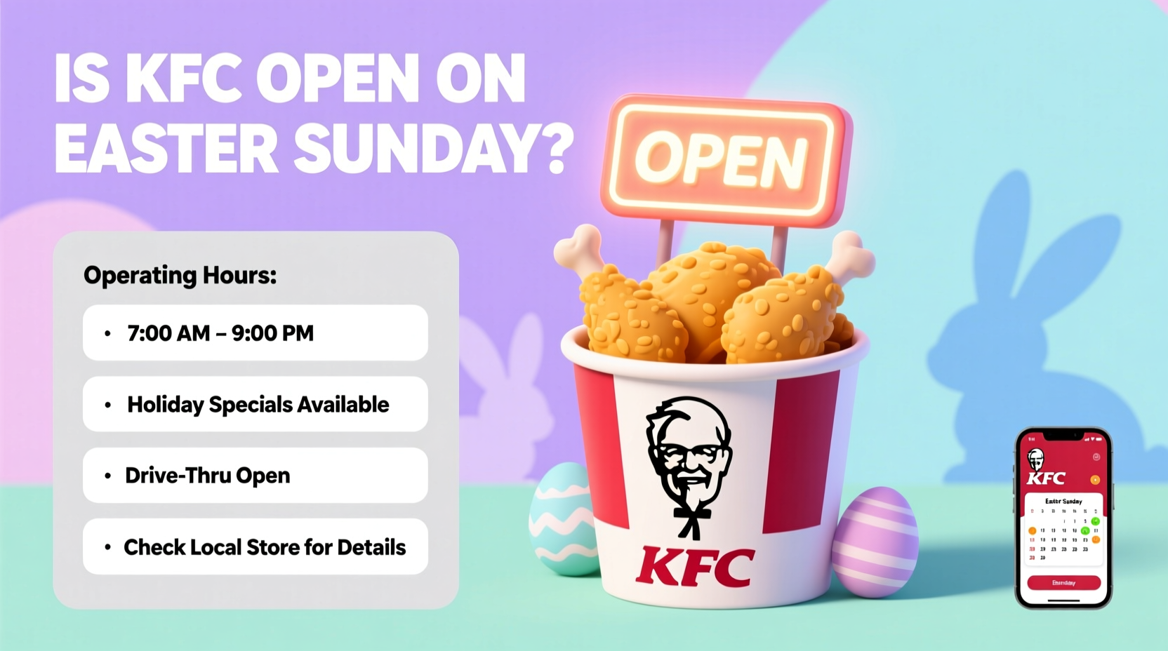 is kentucky fried chicken open on easter sunday