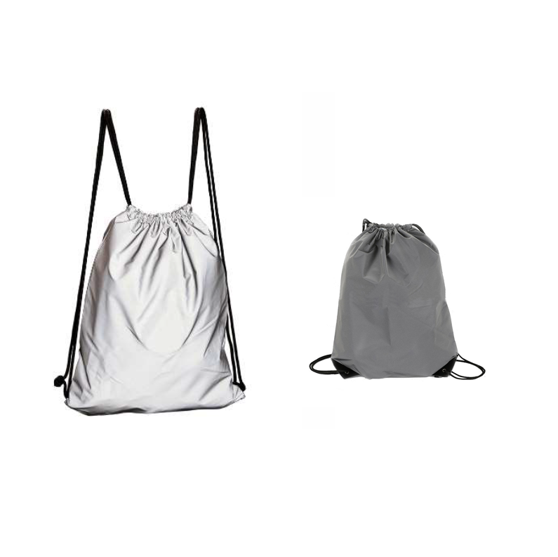 product-701-700 backcountry cycling travel small mini hi vis rainbow PU leather geometric luminous reflective string backpack drawstring bag