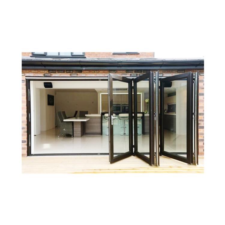 无框折叠玻璃五金堆垛门外部双折门