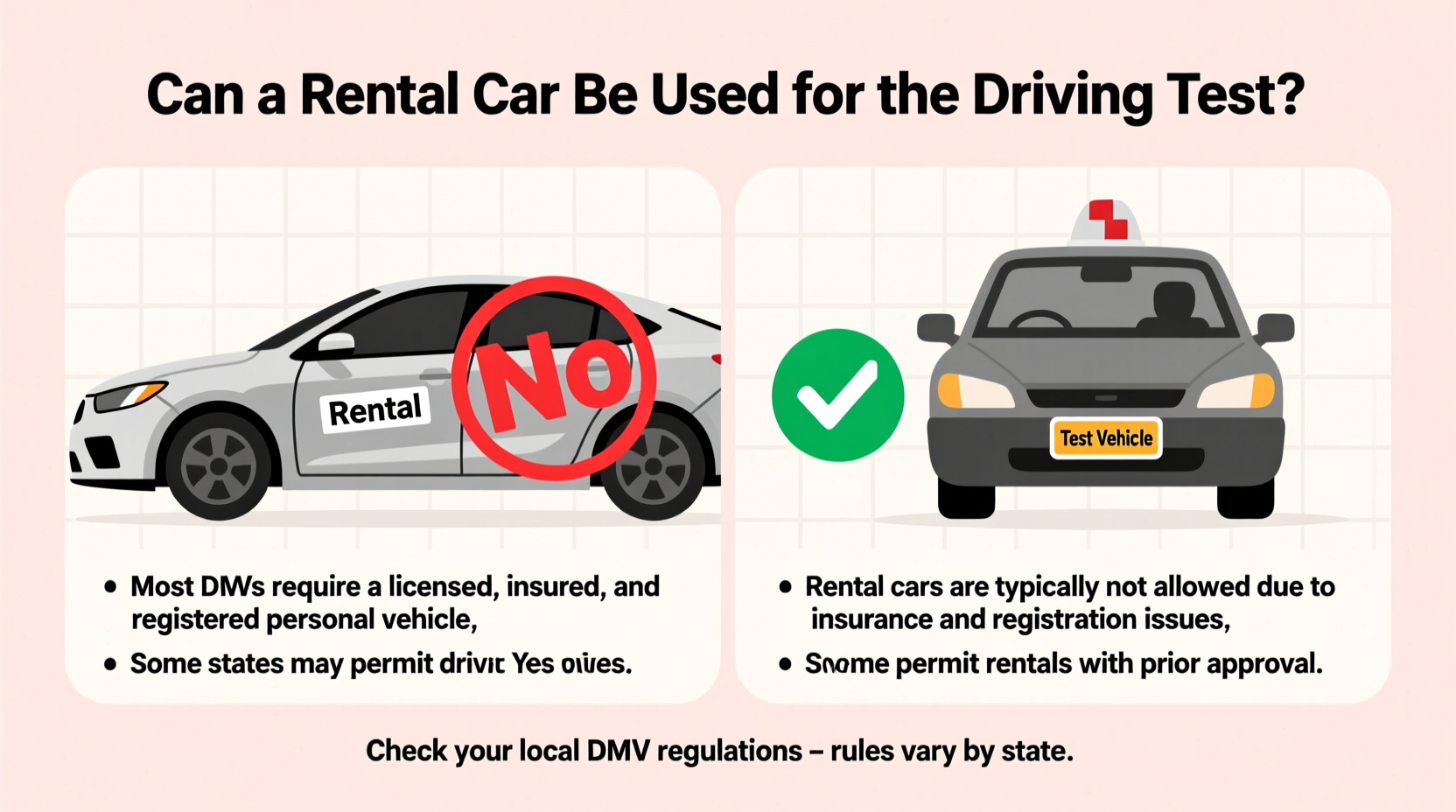 can a rental car be used for the driving test