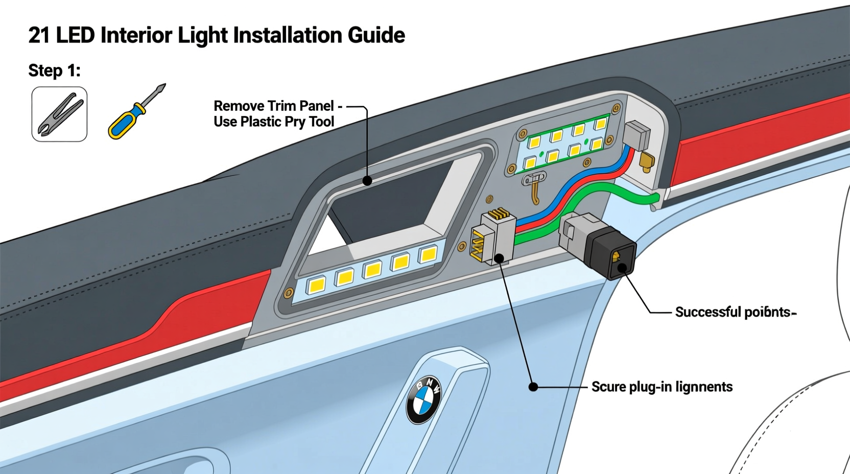 f21 led interior install guide