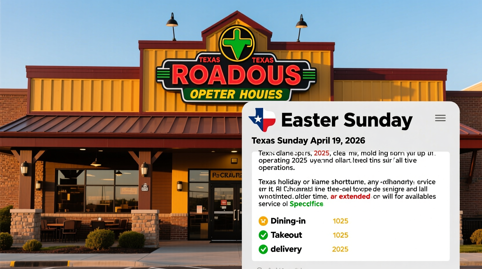 is texas roadhouse open on easter 2026