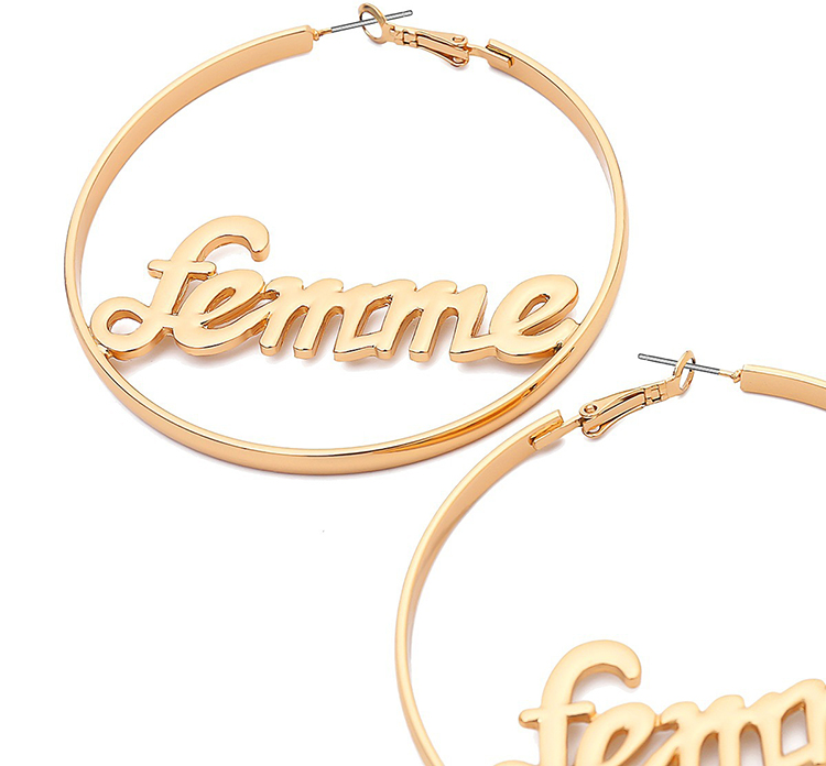 Cheap Jewelry Custom Personalised Name Alloy Hoop Large Gold Earring