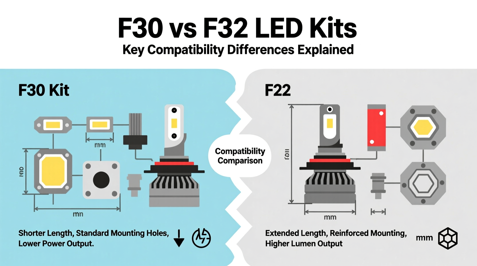 F30 vs F32 LED Kits: Key Compatibility Differences Explained