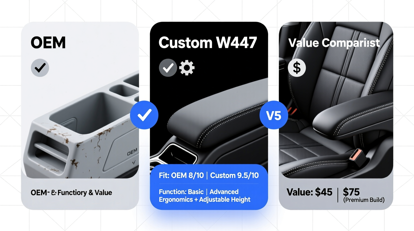 OEM vs Custom Armrest W447: Fit, Function & Value Compared