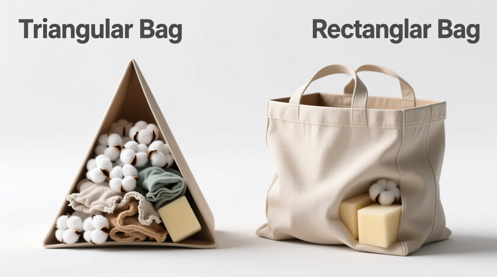 triangular bags vs rectangular bags which holds more without looking bulky