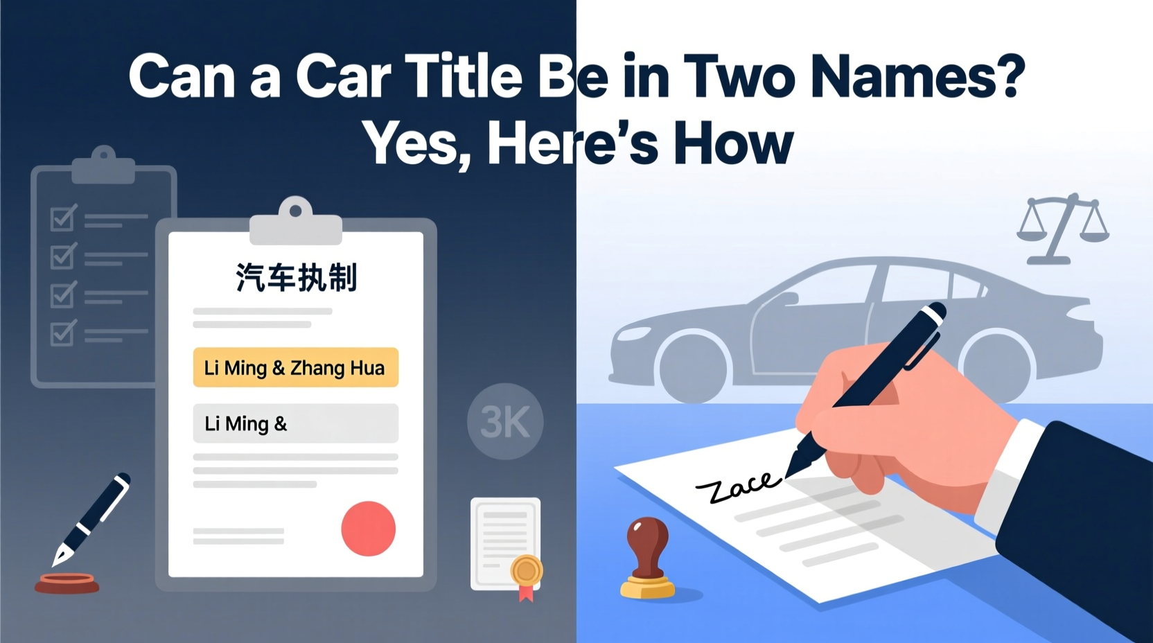 can a car title be in two names