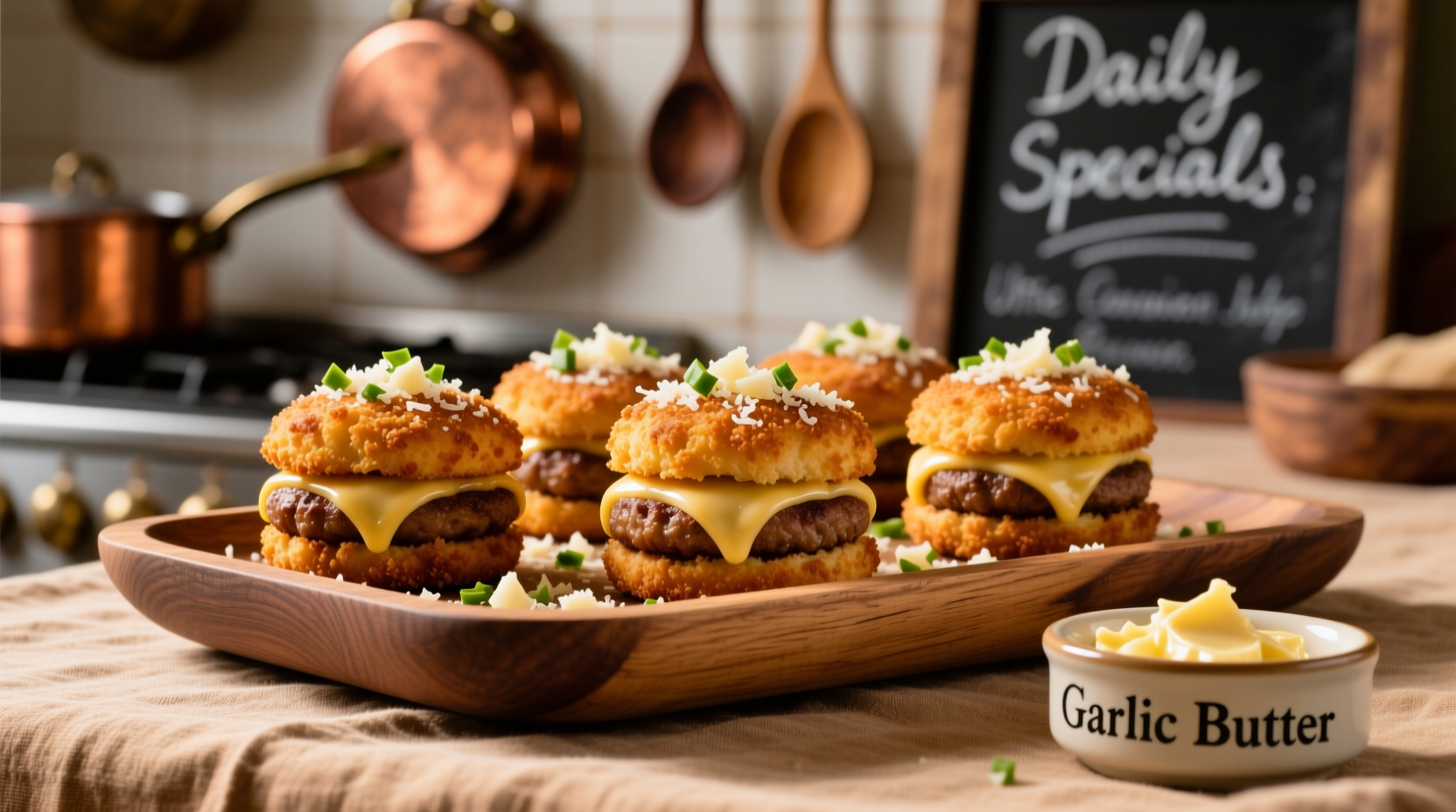 garlic cheeseburger bites