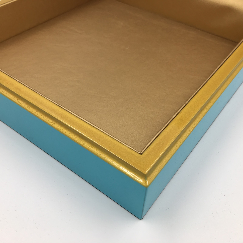 Caixas de jóias de jóias de couro grande de ouro azul