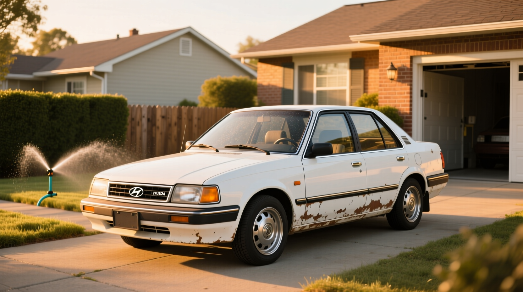 1994 Hyundai Excel hatchback in good condition on city street