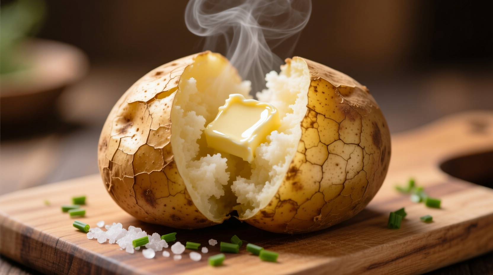 Perfectly cooked microwave jacket potato with fluffy interior