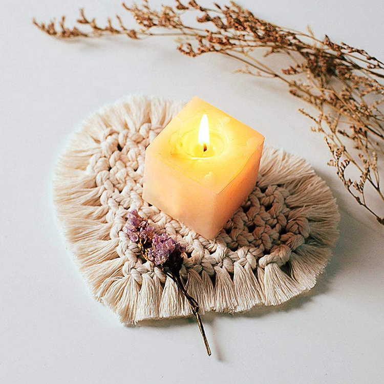 Hand Woven Coaster Round Tassel Coaster Western Placemat Insulation Pad Creative Placemat Cotton Rope Placemat Coasters Custom