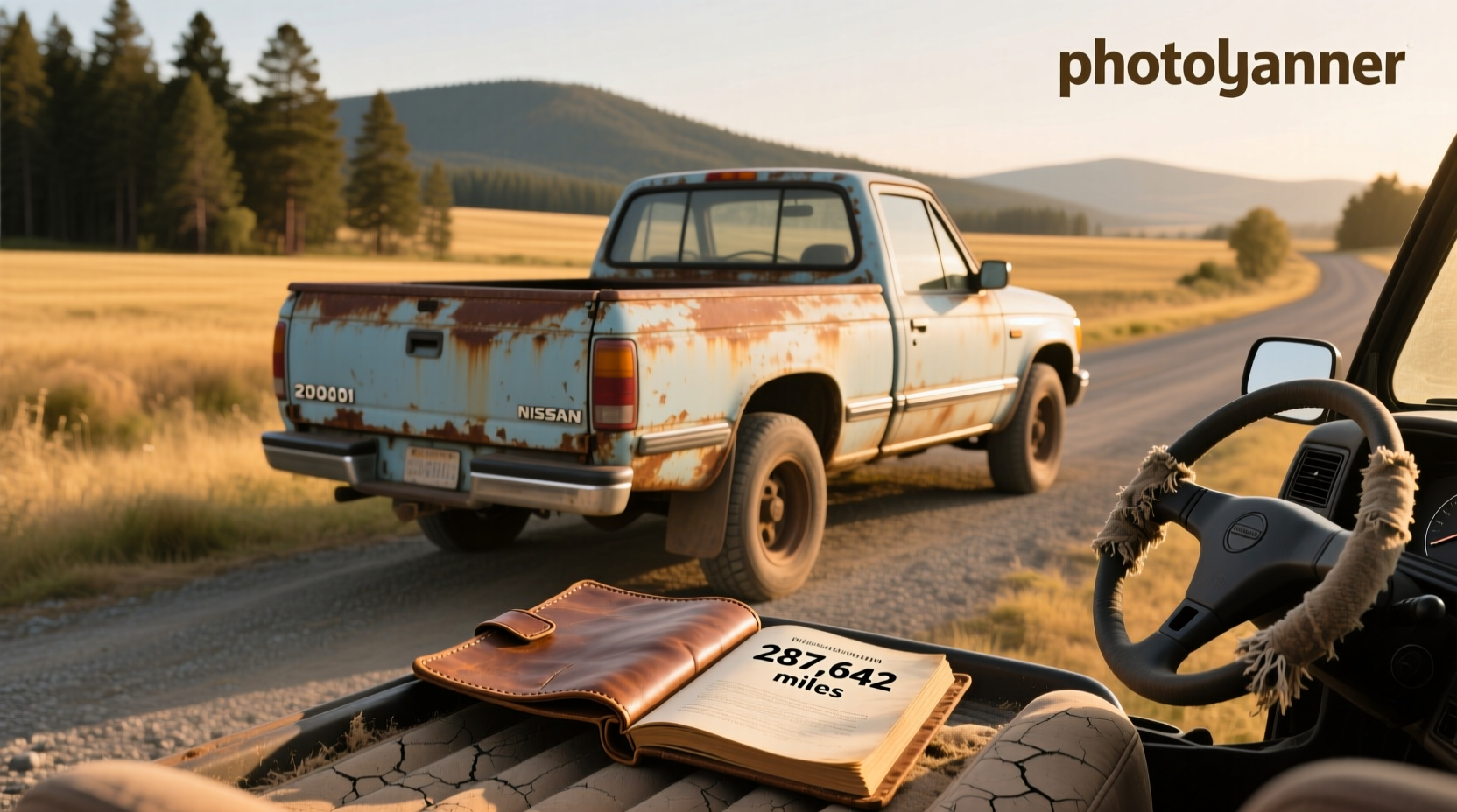 2001 Nissan Frontier pickup truck parked on gravel road