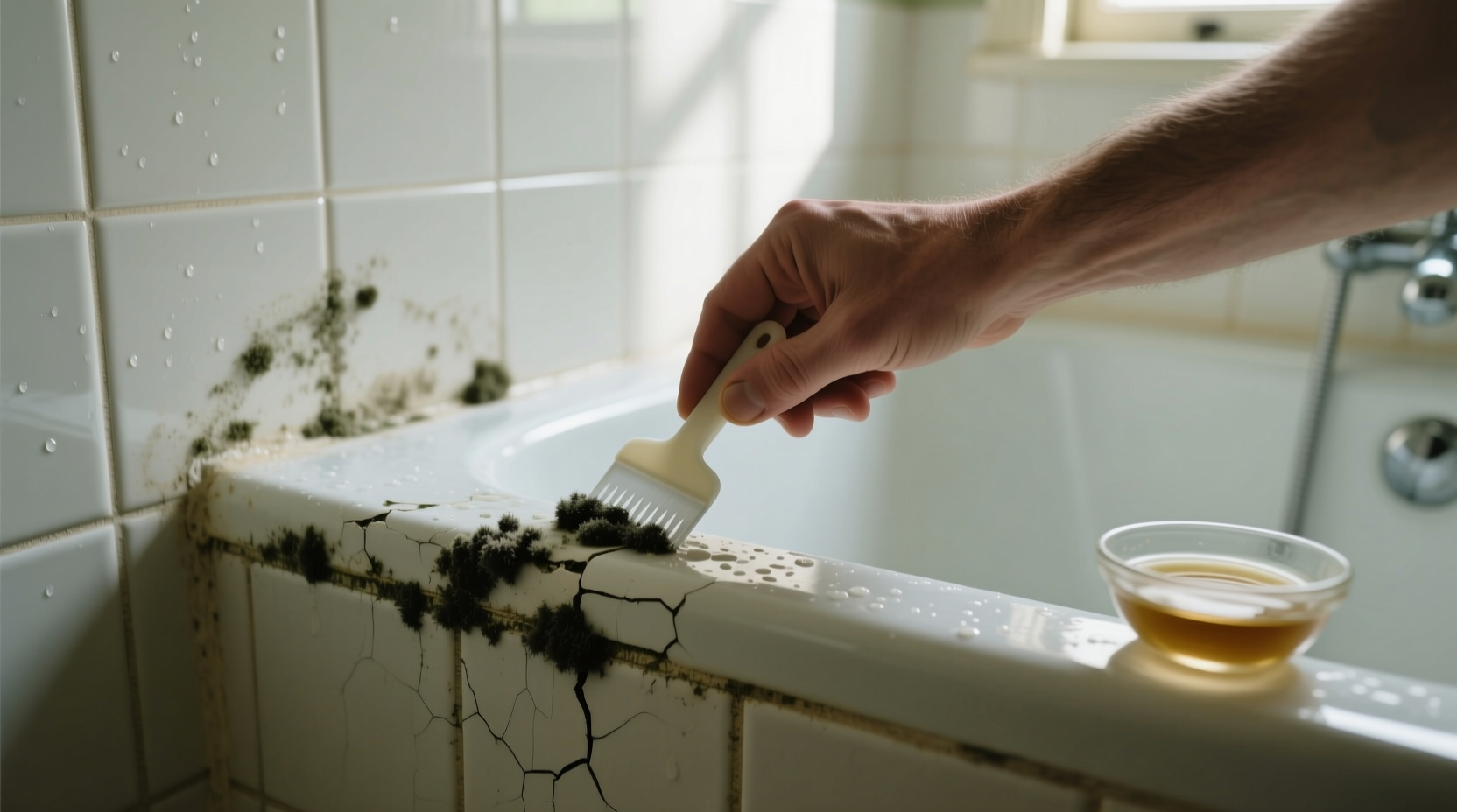 how to remove mold from shower caulking
