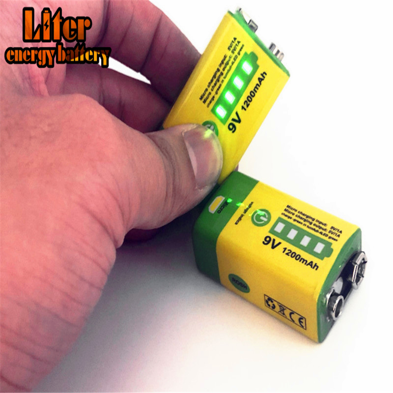 PP3 9V 1200mAh USB Rechargeable Li-Ion Battery OTG Phone Power - Foto 12