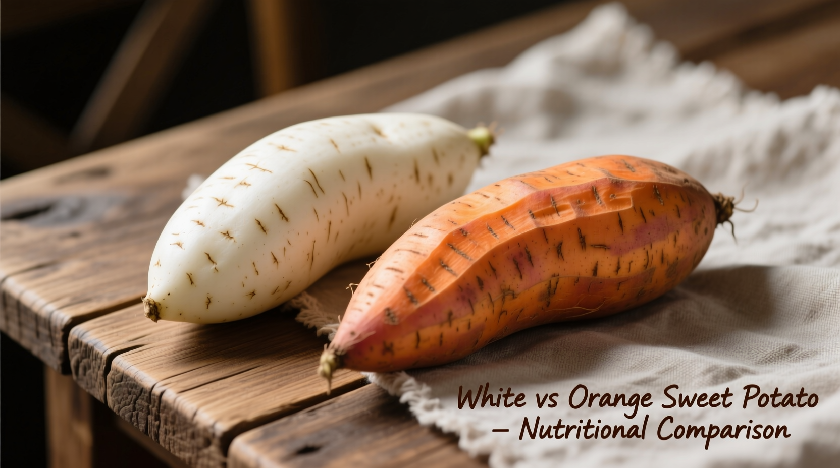 White and orange sweet potatoes side by side comparison