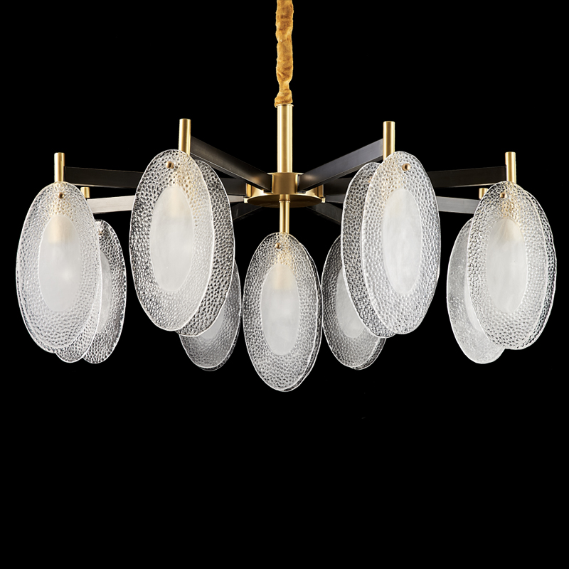 Copper Indoor Villa Fancy Design Pendant Chandelier Acrylic Lamps Modern Luxury Living Room Interior Restaurant Lighting Fixture