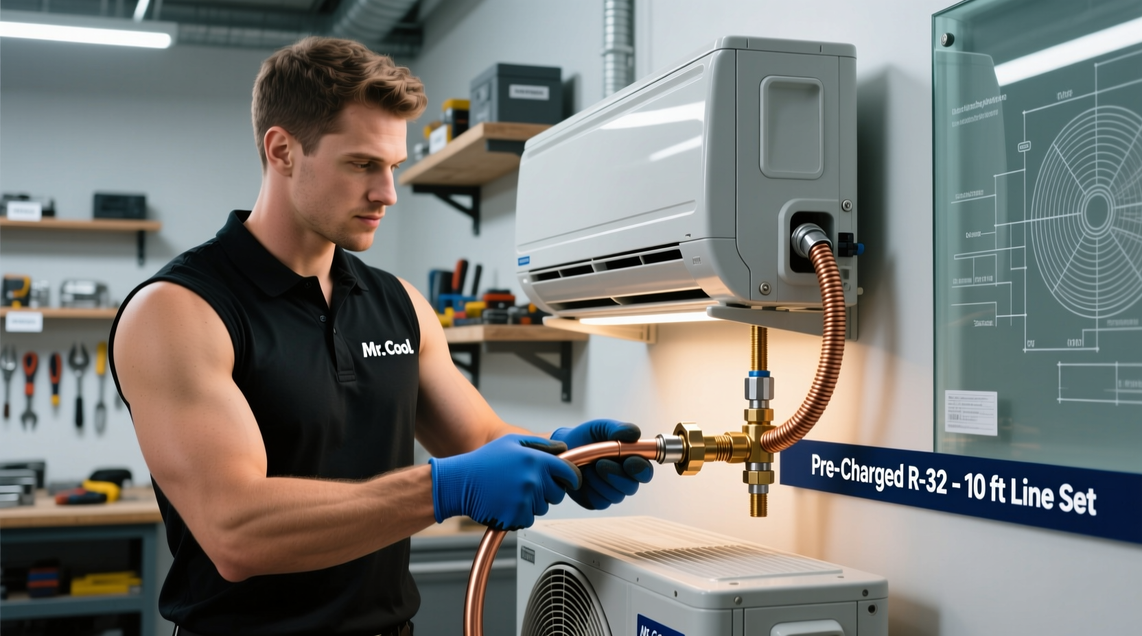 Mr. Cool DIY mini split pre-charged line set connection