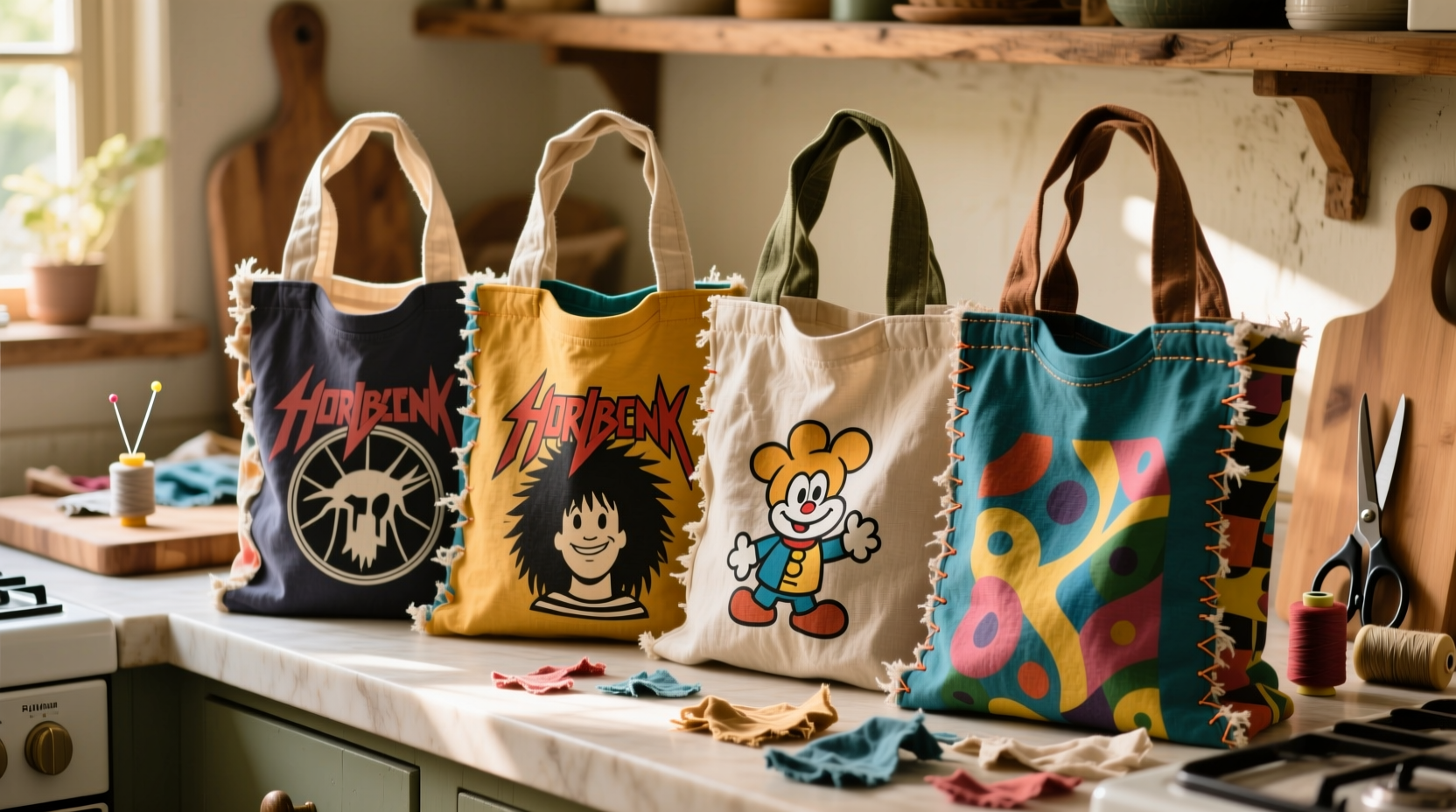 create reusable shopping bags out of old t shirts