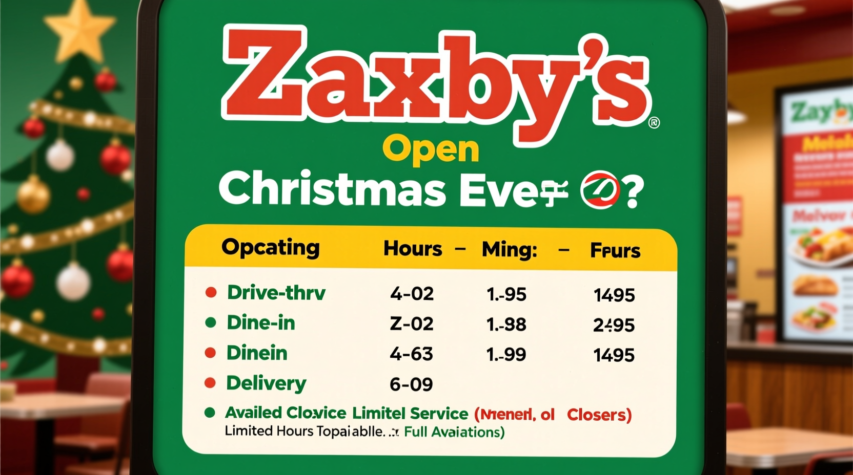 is zaxbys open on christmas eve