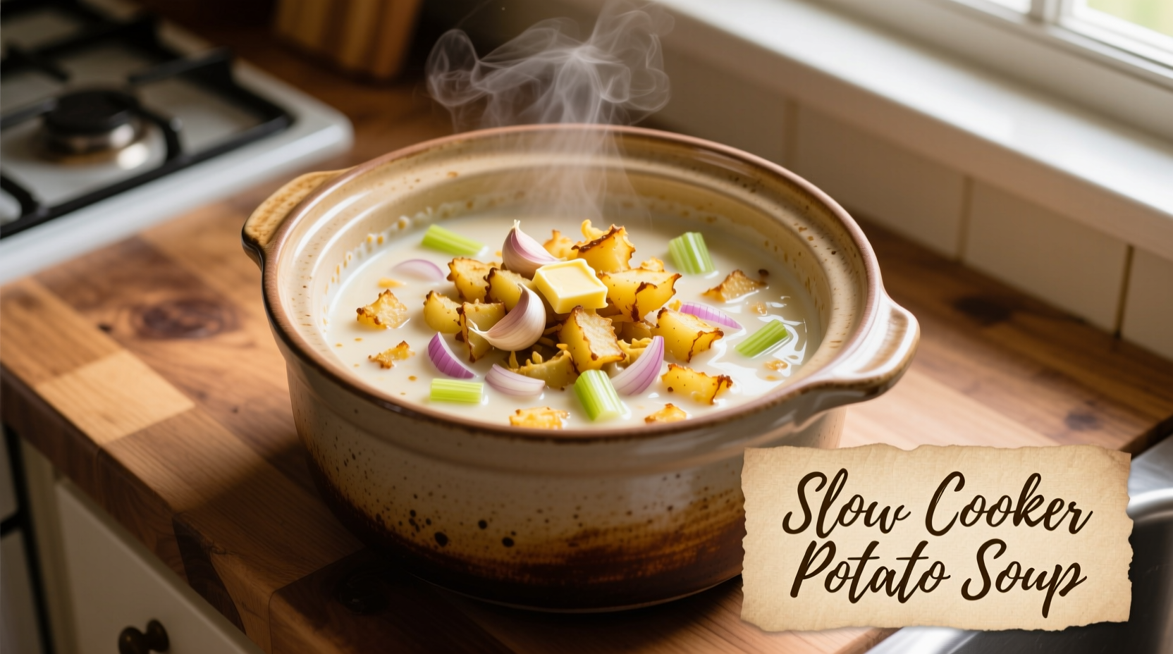 Perfect Slow Cooker Potato Soup with Frozen Hash Browns