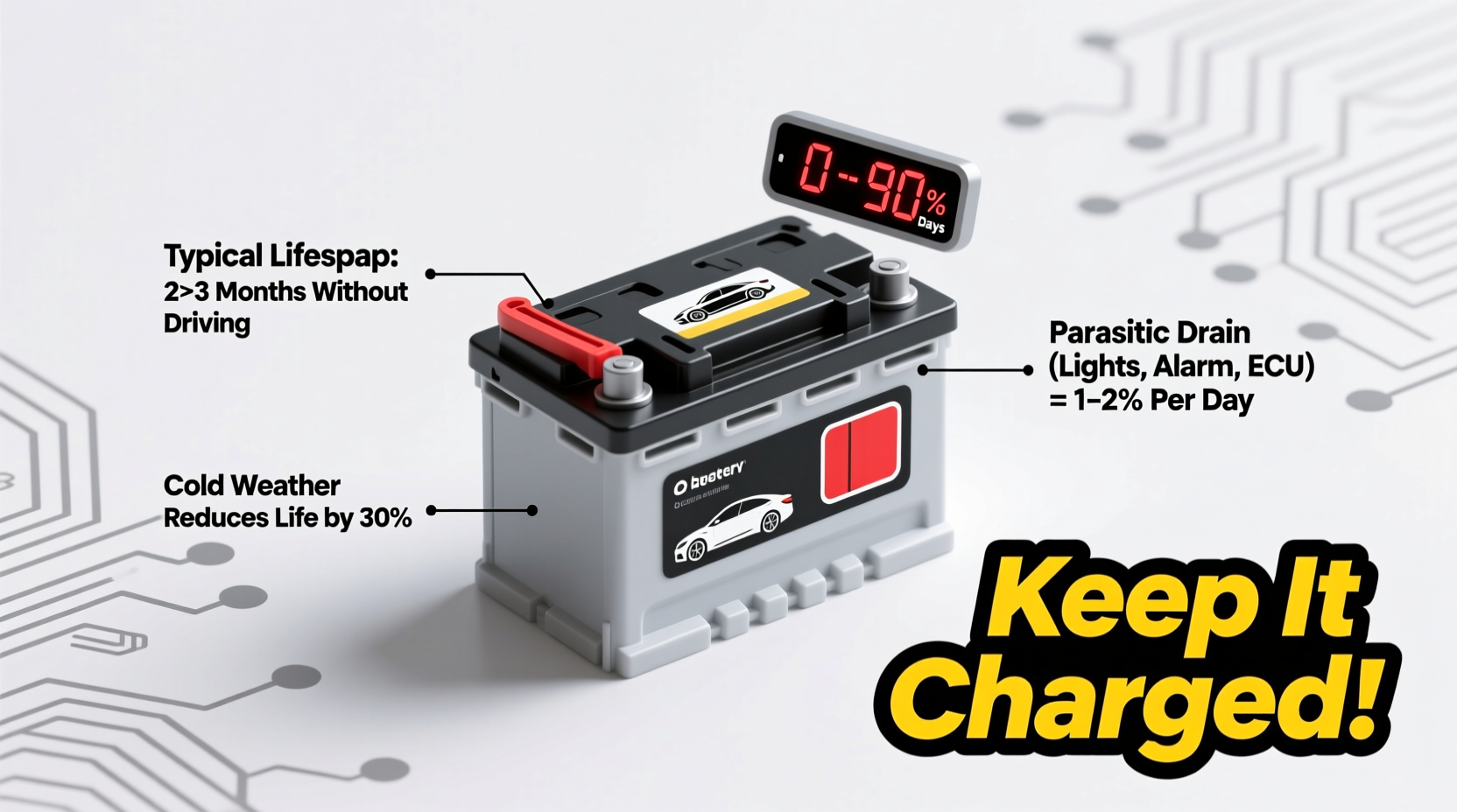 how long does a car battery last without driving