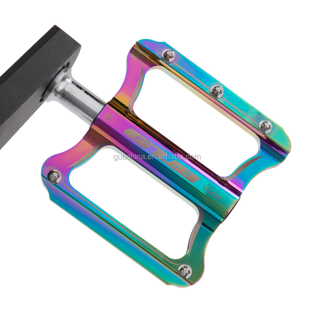 GUB GC-020 Colorful MTB Ultralight Bike Bicycle Pedals Mountain Road Bike Pedal Cycling Aluminum Alloy Rainbow Pedal