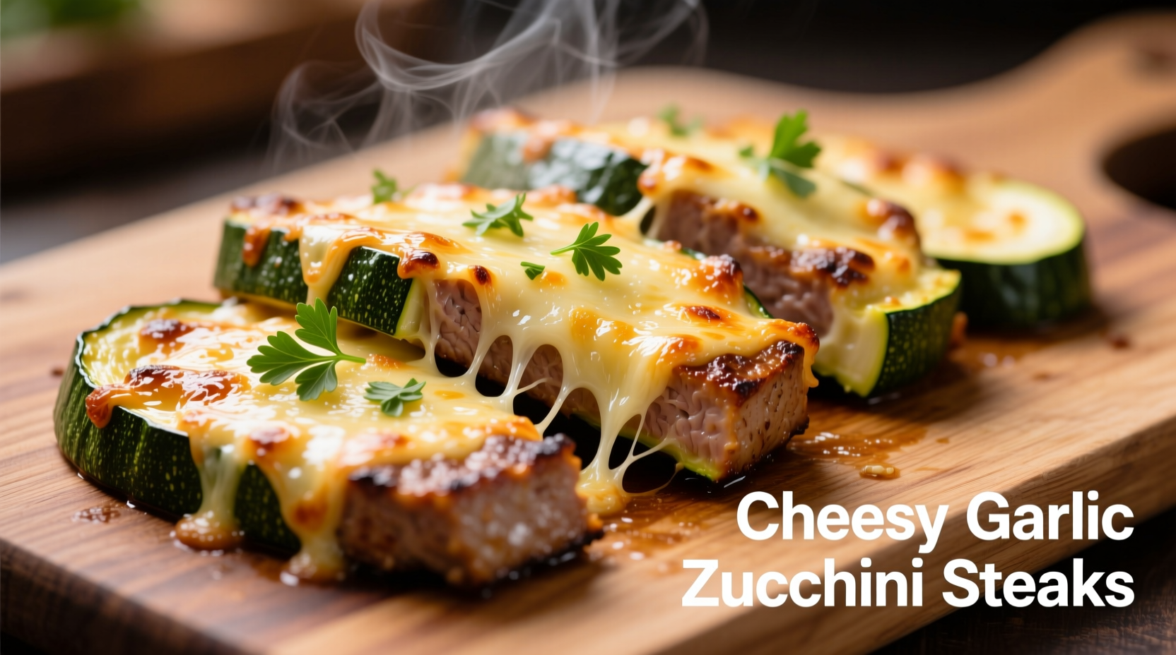 cheesy garlic zucchini steaks