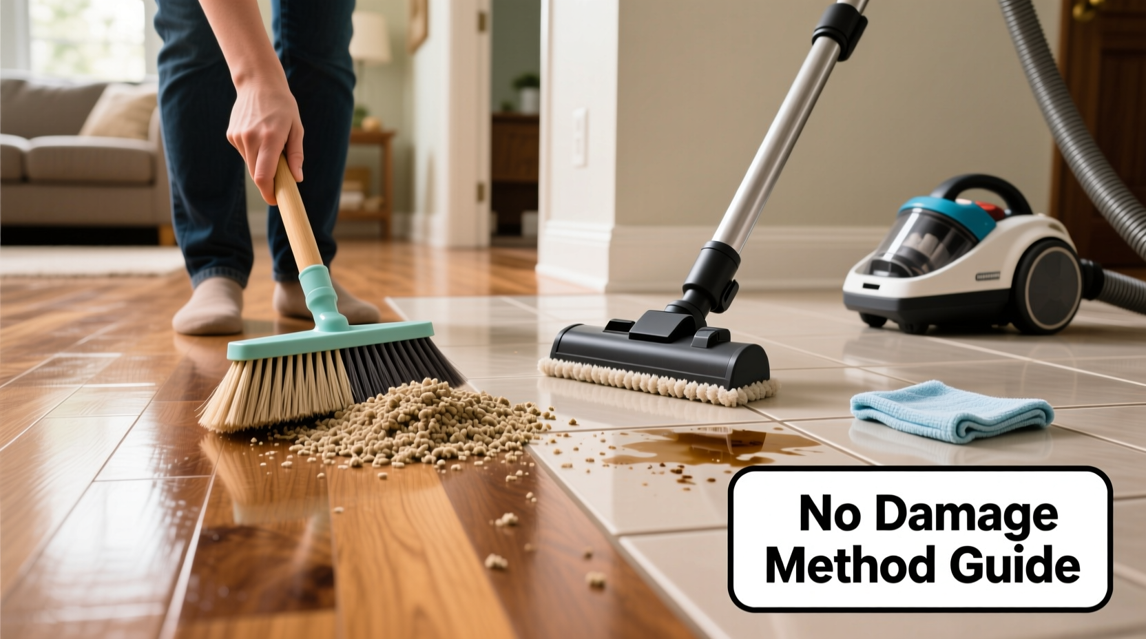 effective methods to remove cat litter from hardwood and tile floors without damage