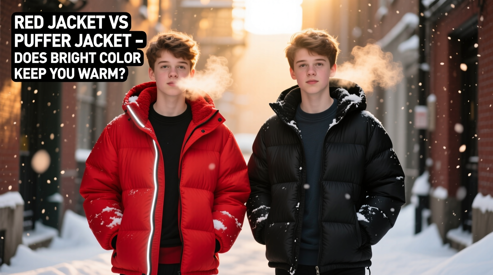 red jacket vs puffer jacket will a bright color keep me warm or is it just for looks