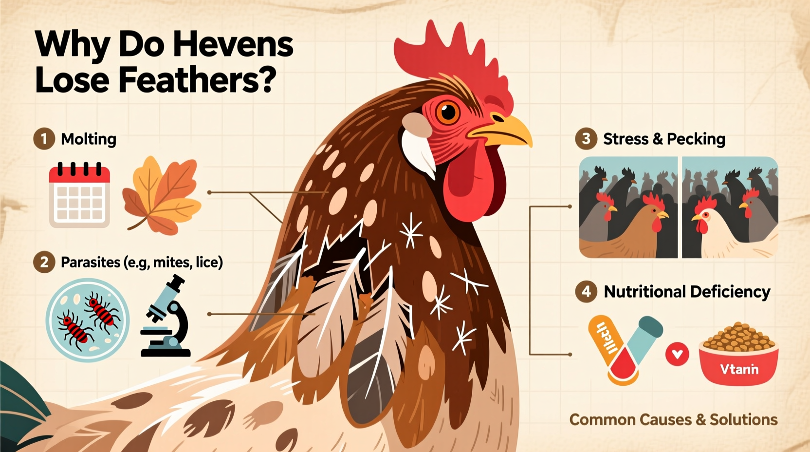 why do hens lose feathers common causes solutions