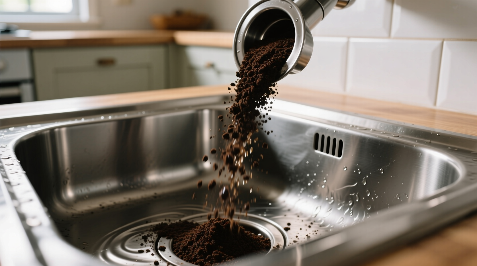 coffee grounds down the sink