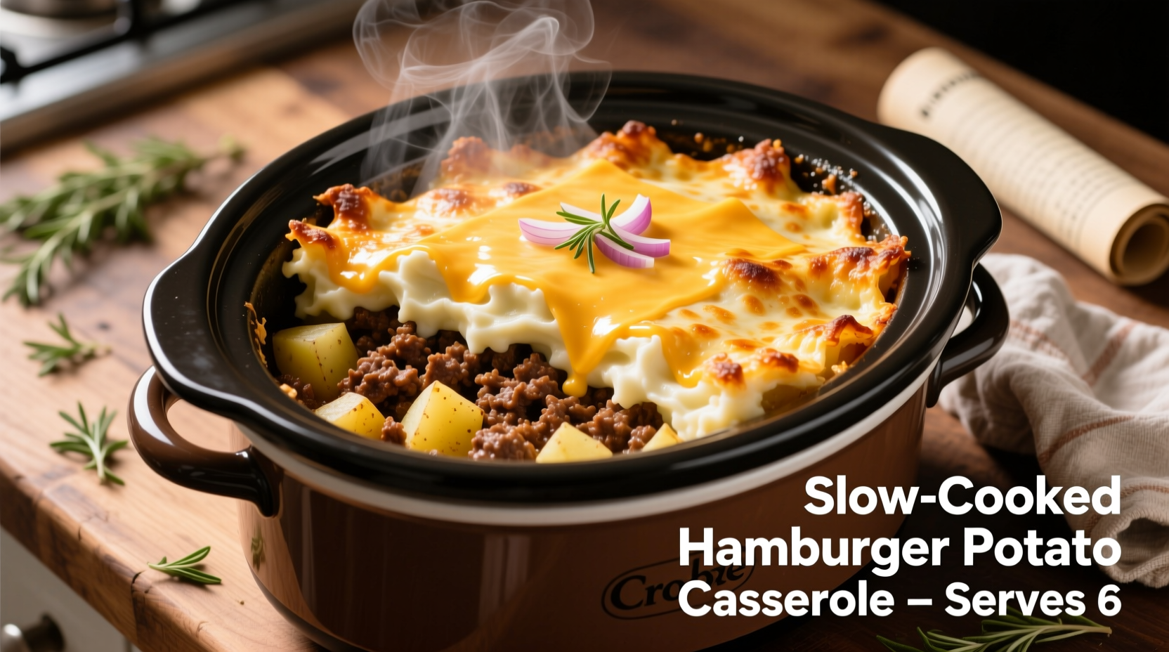 Crock pot hamburger potato casserole serving