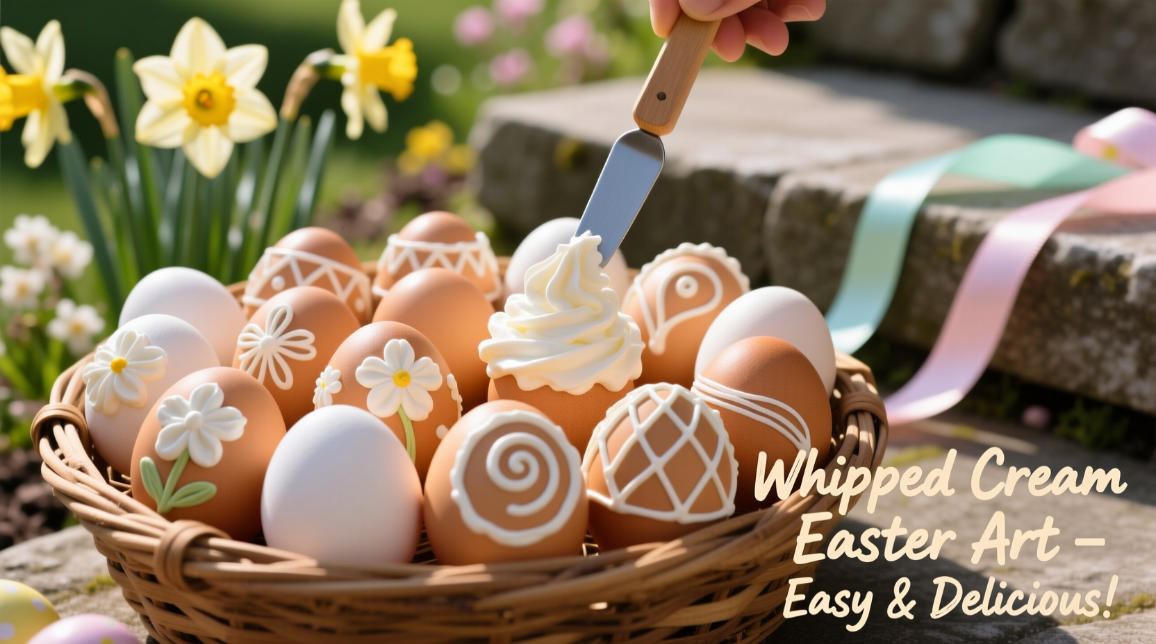 how to color easter eggs with whipped cream