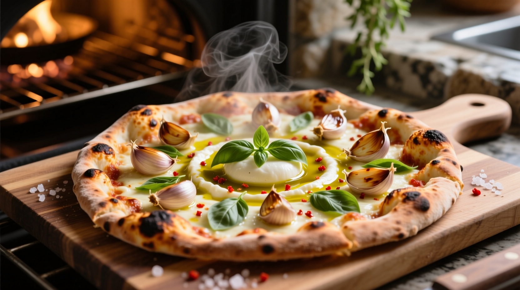 roasted garlic pizza