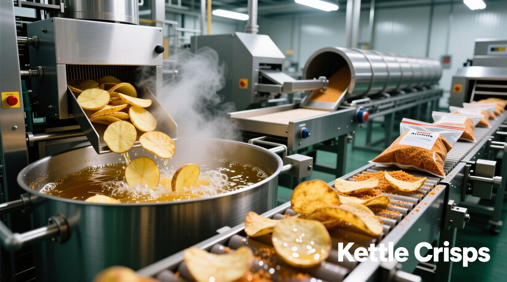 Kettle potato chips production process
