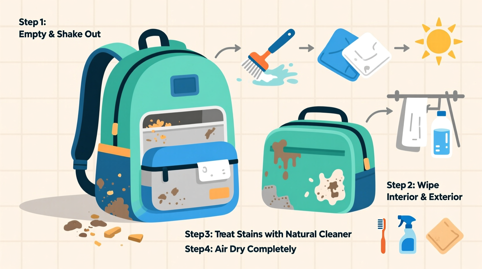 the ultimate guide to deep cleaning and refreshing your school backpack and lunch bag