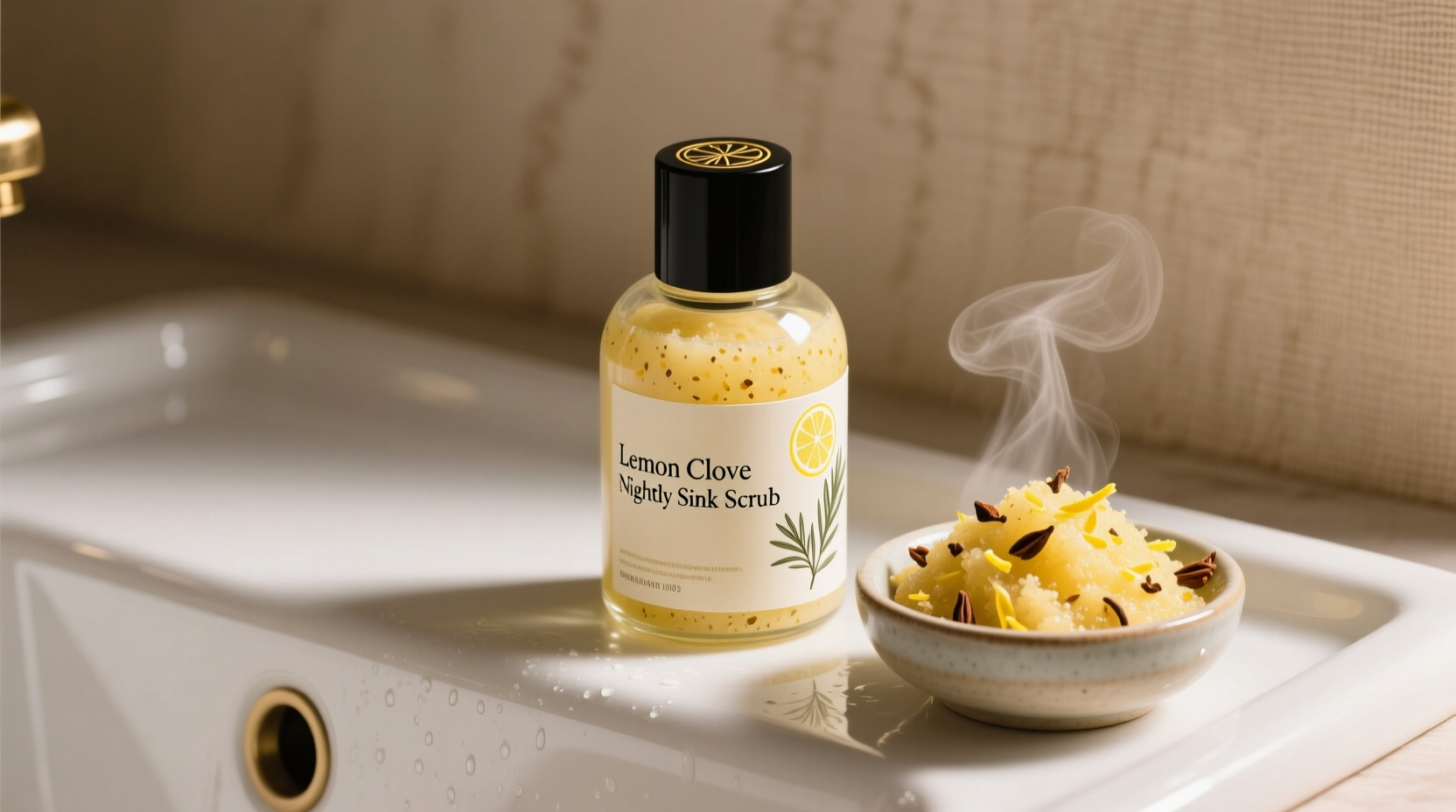 lemon clove nightly sink scrub